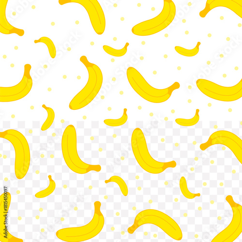 Flat Seamless Banana Smoothie Refreshment Drink Tropical Fruit Pattern