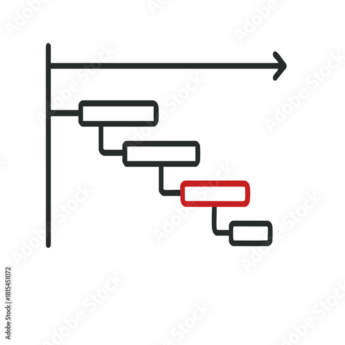 Project timeline Gantt chart line icon, workflow planning schedule.
