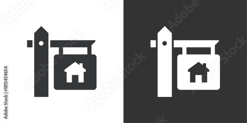 House For Sale Sign icon. Solid glyph series icon