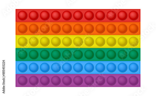Rainbow pop it toy. Colorful silicone bubble board