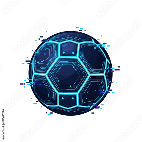 Digital Soccer Ball Icon Futuristic Design for Sports and Technology Concepts