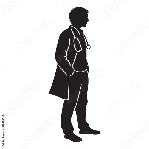 Doctor silhouette with stethoscope Vector