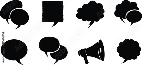Hand drawn speech bubble icon set for communication and social media