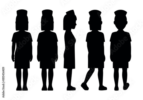 Diverse Silhouettes of a Nurse Variations in Form and Stance