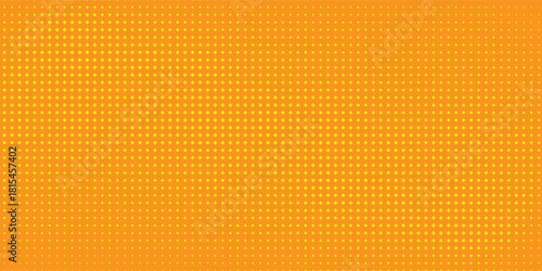 Yellow halftone pattern. Retro comic gradient background. Bright orange pixelated dotted texture overlay. Cartoon pop art faded gradient pattern.