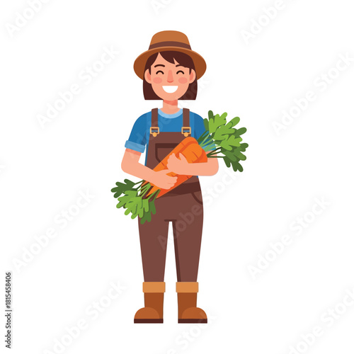 Cheerful Farmer Holding Carrots A Harvest Celebration