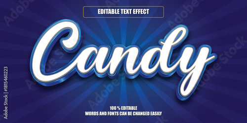 Candy Blue color Fully Editable Text Effect Vector Template