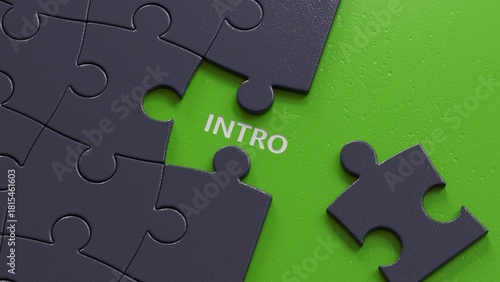 Schilderij op canvas puzzle pieces with missing pieces with INTRO business word