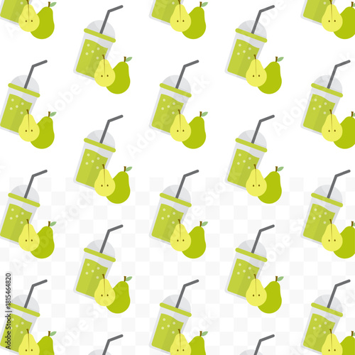 Minimalist Flat Lay Pear Juice Fruit Drink Seamless Pattern Illustration