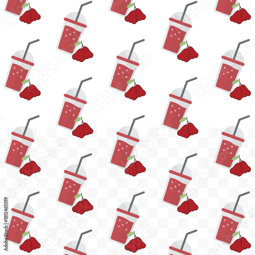 Cute Cartoon Water Apple Juice Drink Seamless Pattern Wallpaper Design