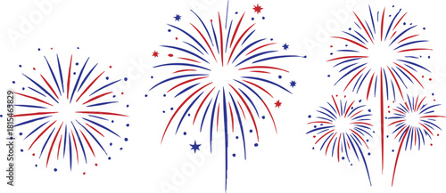 Vector Collection of Patriotic Firework Bursts, illustration, vector,