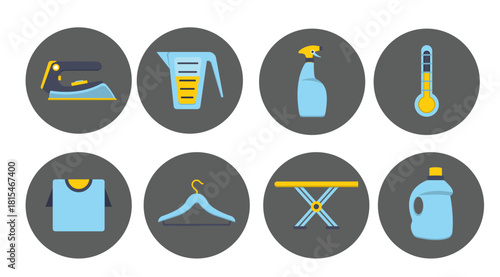 set of tools icons cloths