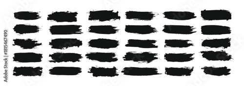 Black hand painted grunge brush strokes collection
