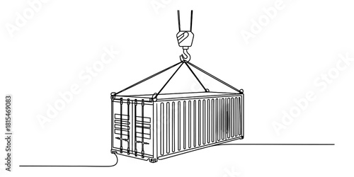 Continuous line drawing of a shipping container lift isolated on transparent background, isolated on white background, Vector, illustration