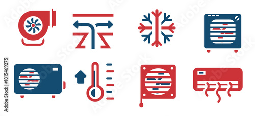 air conditioning set vector icons