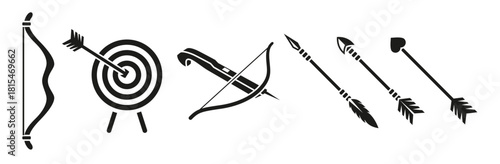  archery icons symbols pictures black on white background