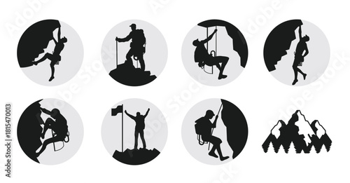 alpinists climbers silhouettes vector 