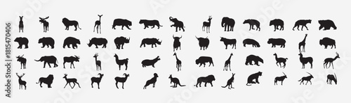 animals silhouettes set 