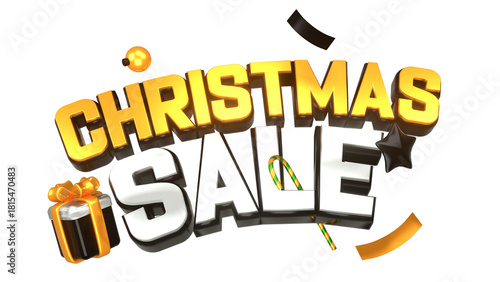 3d icon transparent black christmas shopping discount sale banner