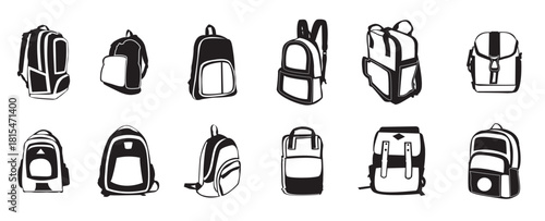 Set of backpack vector illustration