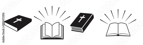 bible books icons set balck on a white background