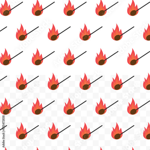 Simple Flat Matchstick Flame Repeatable Pattern Background Illustration