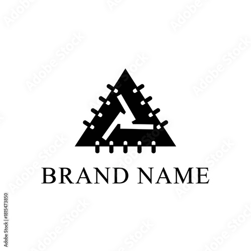 Abstract Triangle Logo with Arrow and Stitching Design for Modern Brand Identity.