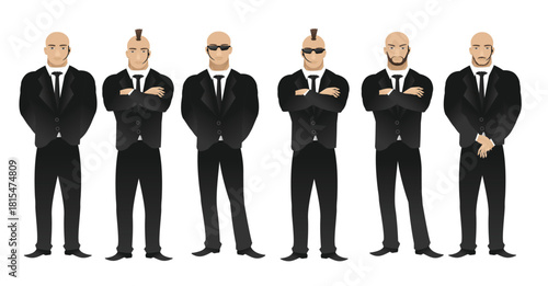 Set of bodyguard vector illustration