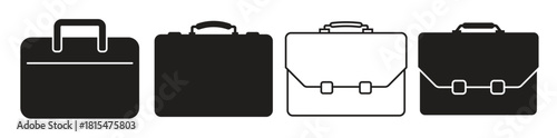 briefcase icons set black on a white background 