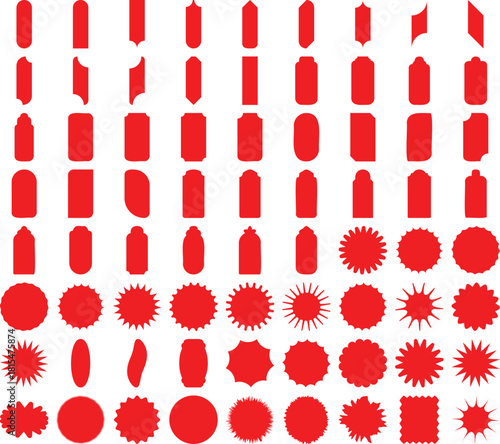 Collection of red tag and starburst shapes perfect for promotions Collection of red tag and starburst shapes perfect for Collection of red tag and starburst shapes perfect for promotion