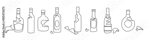 broken bottle outline vector 