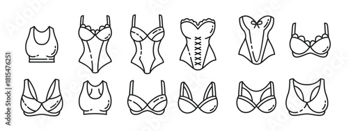 Set of Bustier vector illustration