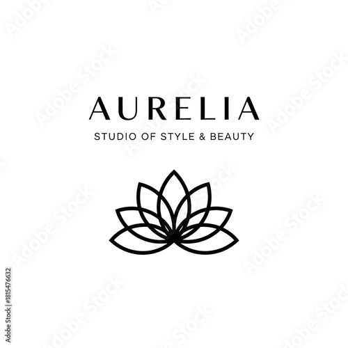 Aurelia Studio of Style and Beauty logo with a stylized lotus flower.