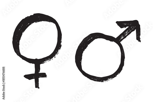Hand drawn female and male gender identity sign Symbol used to represent sex and gender Single element for print, web, design, decor