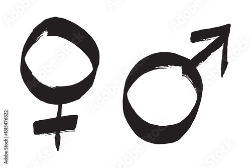 Hand drawn female and male gender identity sign Symbol used to represent sex and gender Single element for print, web, design, decor