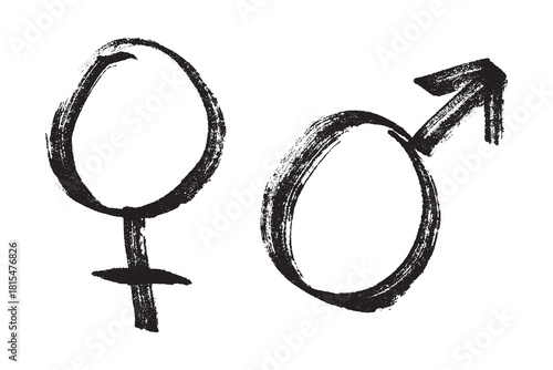 Hand drawn female and male gender identity sign Symbol used to represent sex and gender Single element for print, web, design, decor