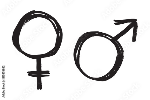 Hand drawn female and male gender identity sign Symbol used to represent sex and gender Single element for print, web, design, decor