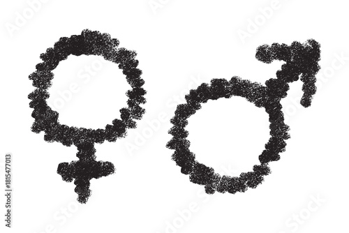 Hand drawn female and male gender identity sign Symbol used to represent sex and gender Single element for print, web, design, decor
