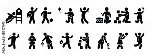 childhood activities glyph icons pack