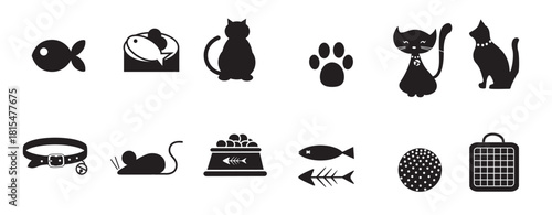 cat icons symbols bw