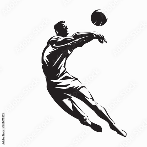 Volleyball Smash Action Logo Vector isolated on white background