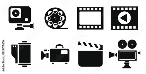 cinematography silhouette icon vectors.