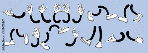 cartoon legs and hands leg in white boots and gloved hand