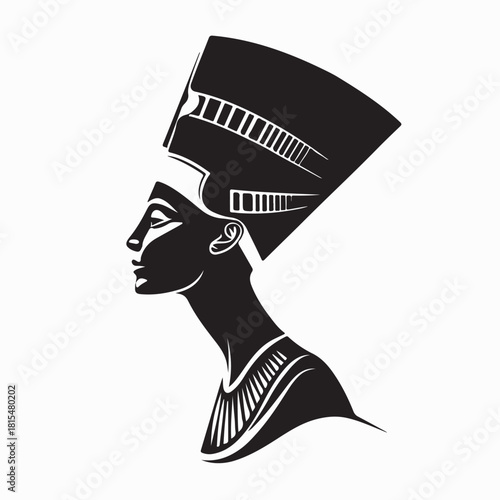 Elegant Nefertiti Queen Profile Logo Design in Minimalist Luxury Style Vector