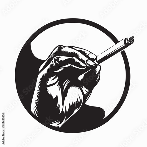 Cigarette in Hand Silhouette Vector isolated on white background