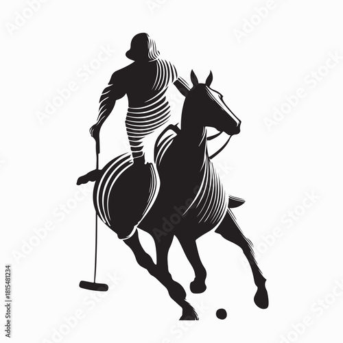 Horse Polo Sport Logo Vector Illustration on white background