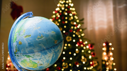 Globe showing different Countries under the tree
