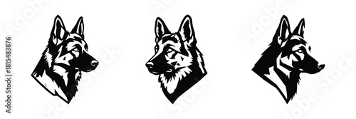 German Shepherd Dog Head Icons A Trio of Noble Canine Profiles