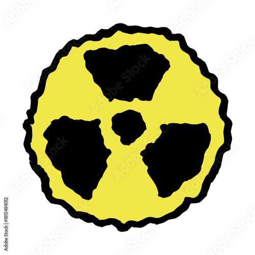 Hand drawn radiation sign Nuclear radiation hazard symbol Radioactive danger warning sign clipart in doodle style Nuclear safety Radioactive waste Single element for print, web, design, decor