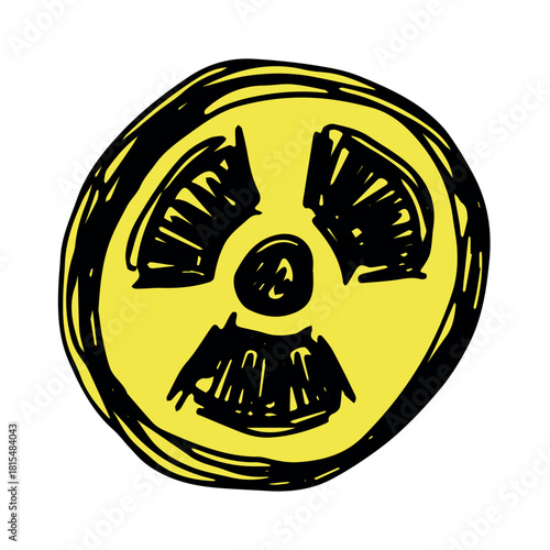 Hand drawn radiation sign Nuclear radiation hazard symbol Radioactive danger warning sign clipart in doodle style Nuclear safety Radioactive waste Single element for print, web, design, decor